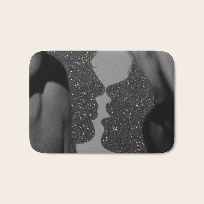 LOVE | glitter collage art | shadows | feelings | passion | sparkle art | glitter art | bling  Bath Mat Gallery Image 1