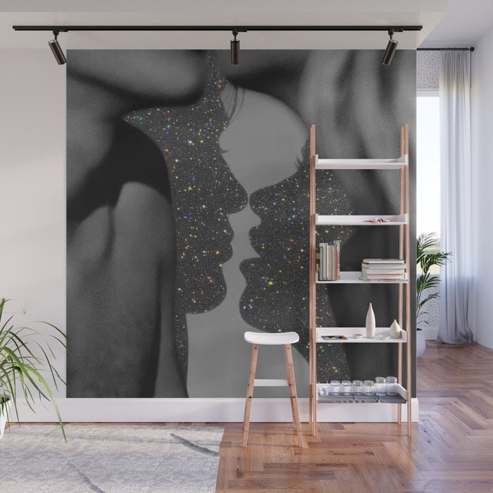LOVE | glitter collage art | shadows | feelings | passion | sparkle art | glitter art | bling  Wall Mural Gallery Image 1