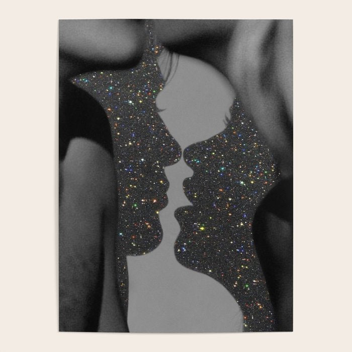 LOVE | glitter collage art | shadows | feelings | passion | sparkle art | glitter art | bling  Poster Gallery Image 4