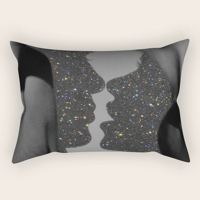 LOVE | glitter collage art | shadows | feelings | passion | sparkle art | glitter art | bling  Rectangular Pillow Gallery Image 2
