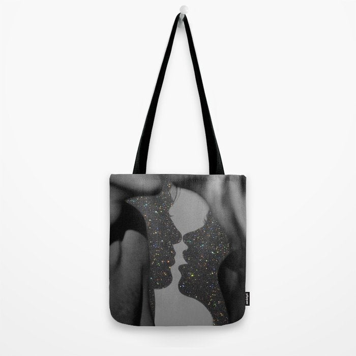 LOVE | glitter collage art | shadows | feelings | passion | sparkle art | glitter art | bling  Tote Bag Gallery Image 2