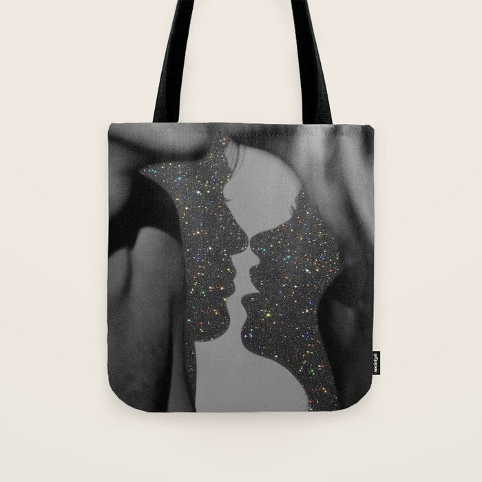 LOVE | glitter collage art | shadows | feelings | passion | sparkle art | glitter art | bling  Tote Bag Gallery Image 1