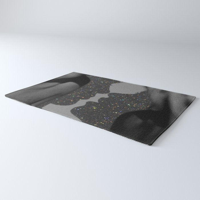 LOVE | glitter collage art | shadows | feelings | passion | sparkle art | glitter art | bling  Rug Gallery Image 3