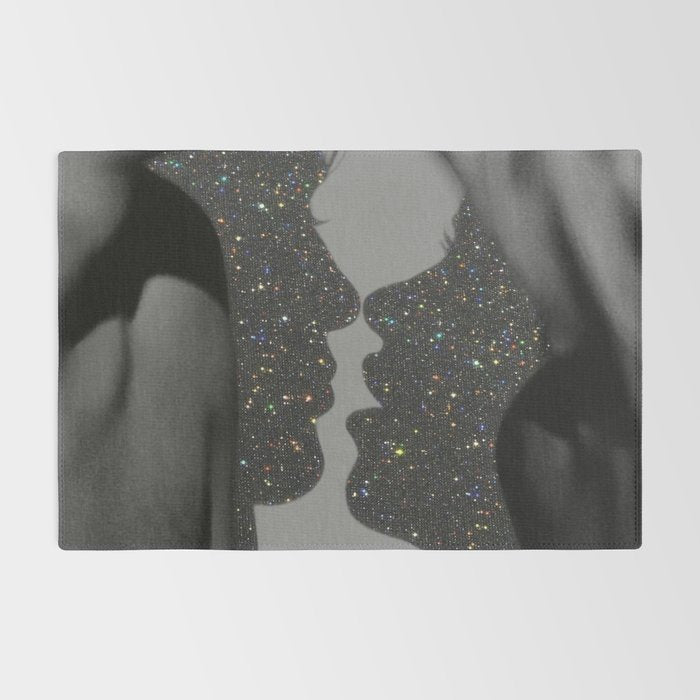LOVE | glitter collage art | shadows | feelings | passion | sparkle art | glitter art | bling  Rug Gallery Image 2