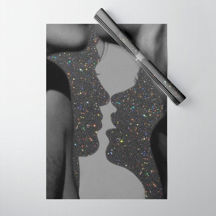LOVE | glitter collage art | shadows | feelings | passion | sparkle art | glitter art | bling  Wrapping Paper Gallery Image 1