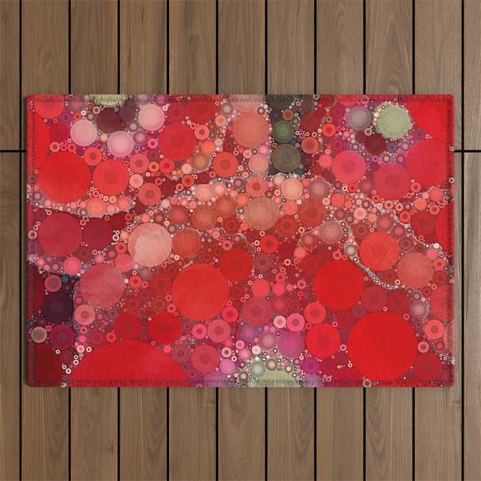 Red Poppies - colorful flower abstract design Outdoor Rug Gallery Image 1