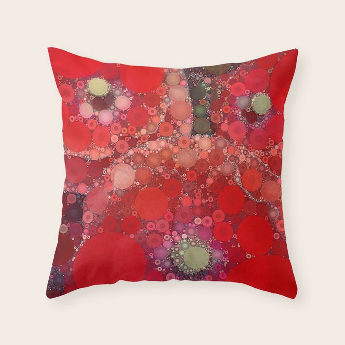 Red Poppies - colorful flower abstract design Throw Pillow