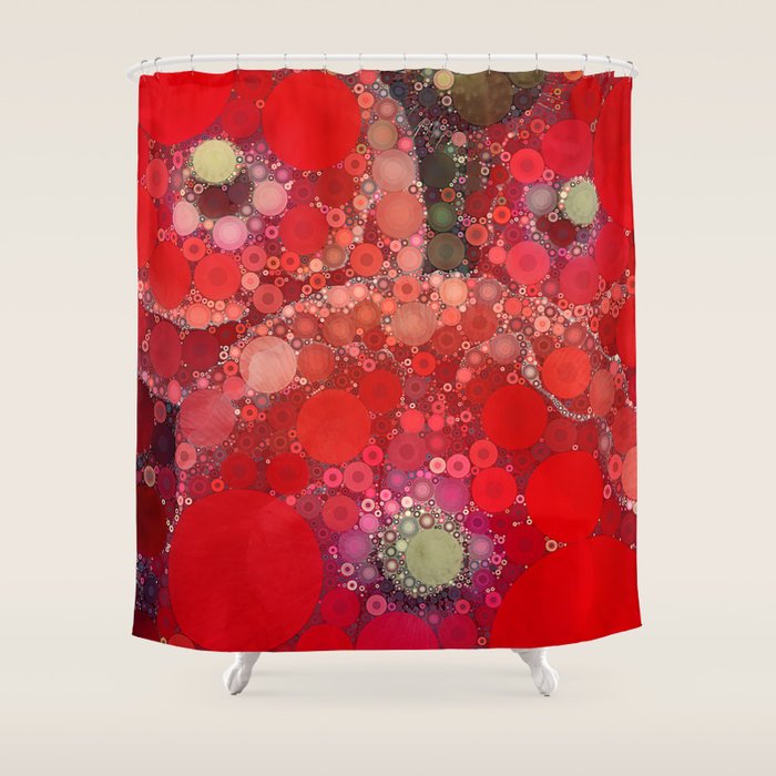 Red Poppies - colorful flower abstract design Shower Curtain Gallery Image 1