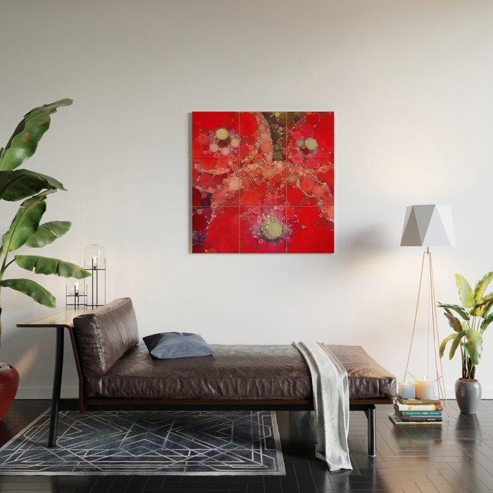 Red Poppies - colorful flower abstract design Wood Wall Art Gallery Image 2