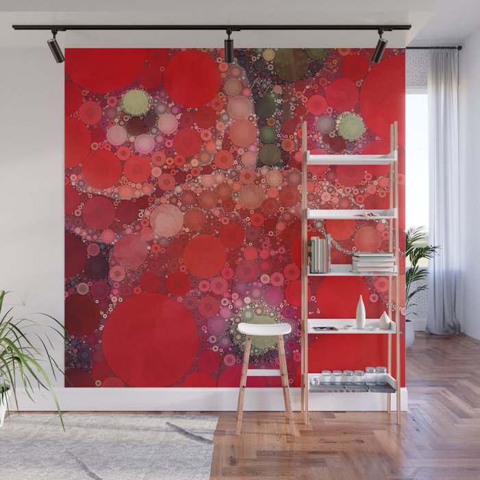 Red Poppies - colorful flower abstract design Wall Mural Gallery Image 1