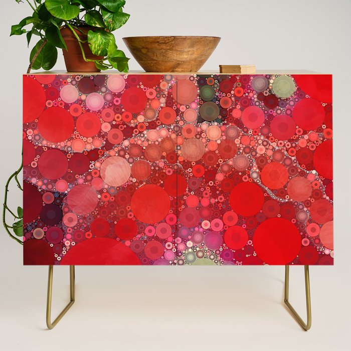 Red Poppies - colorful flower abstract design Credenza Gallery Image 1