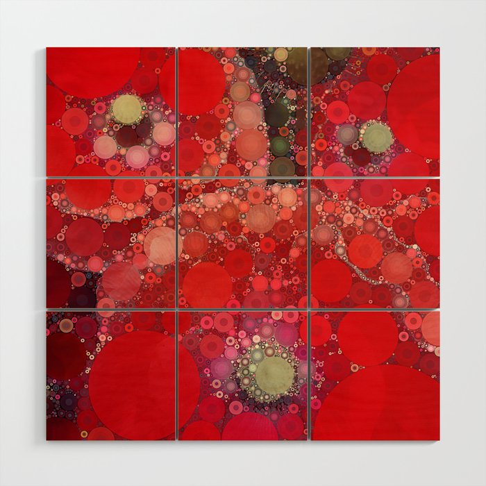 Red Poppies - colorful flower abstract design Wood Wall Art Gallery Image 1