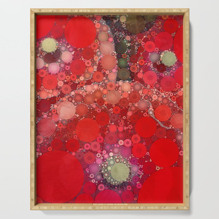 Red Poppies - colorful flower abstract design Serving Tray Gallery Image 1
