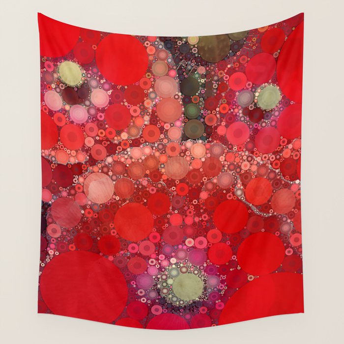 Red Poppies - colorful flower abstract design Wall Tapestry Gallery Image 4