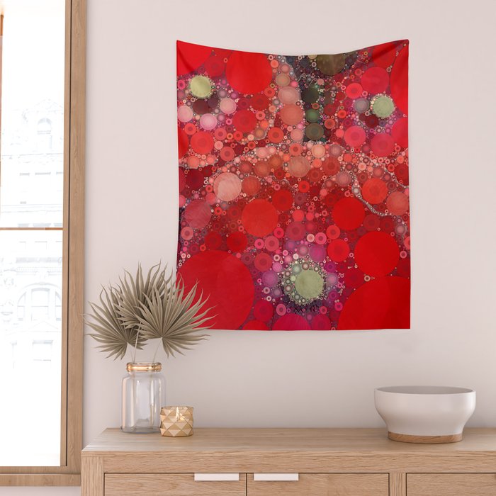 Red Poppies - colorful flower abstract design Wall Tapestry Gallery Image 2