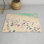 Aerial Beach Photography - Ocean Print - Colorful Beach Umbrellas - Sea photo by Ingrid Beddoes Rug Gallery Image 1
