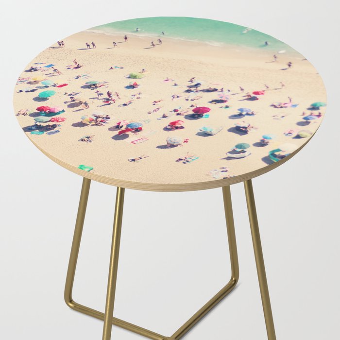 Aerial Beach Photography - Ocean Print - Colorful Beach Umbrellas - Sea photo by Ingrid Beddoes Side Table Gallery Image 2