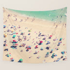 Aerial Beach Photography - Ocean Print - Colorful Beach Umbrellas - Sea photo by Ingrid Beddoes Wall Tapestry Gallery Image 4