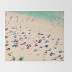 Aerial Beach Photography - Ocean Print - Colorful Beach Umbrellas - Sea photo by Ingrid Beddoes Throw Blanket Gallery Image 2