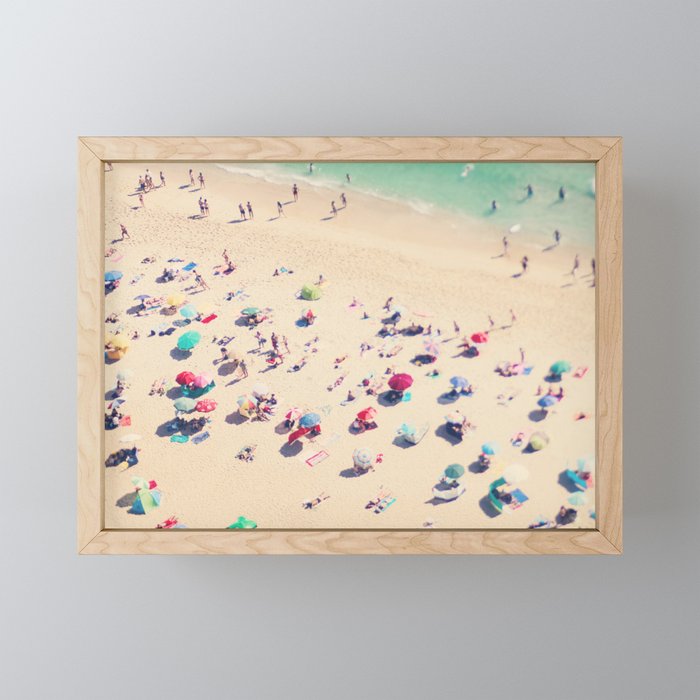 Aerial Beach Photography - Ocean Print - Colorful Beach Umbrellas - Sea photo by Ingrid Beddoes Mini Art Print Gallery Image 1