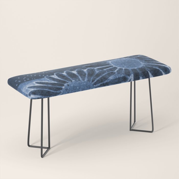 Daisies in Country Field Painting in Navy Blue Bench Gallery Image 1
