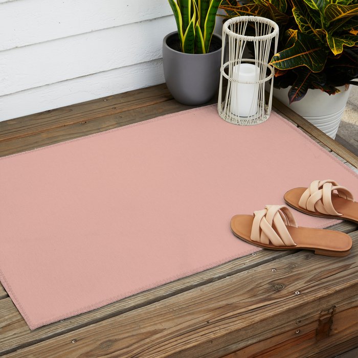 Dusty Blush Pink Solid Colour Outdoor Rug Gallery Image 2