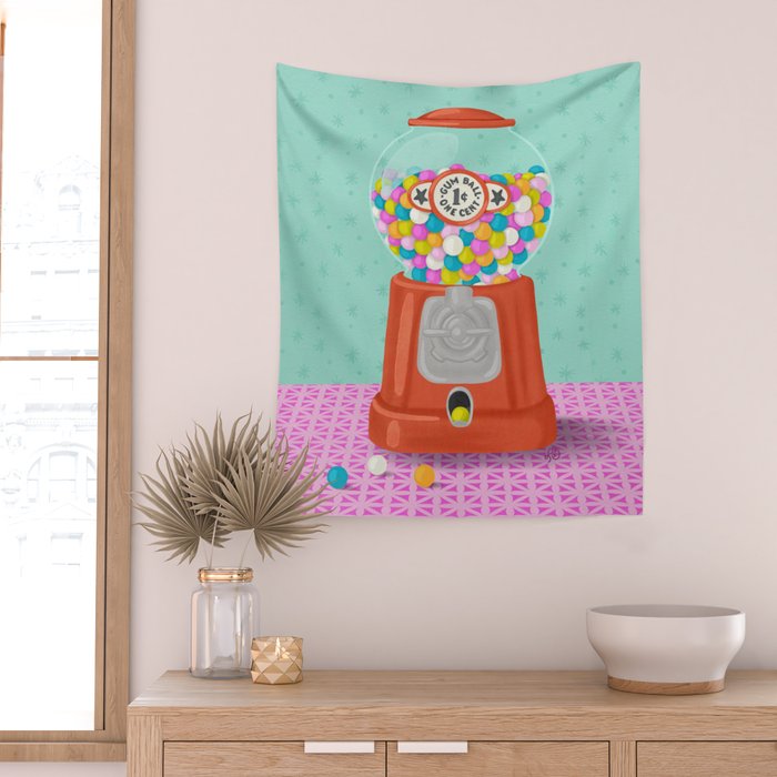 Retro Bubblegum Bliss Wall Tapestry Gallery Image 2