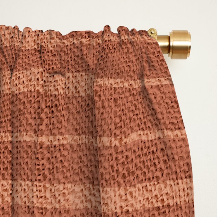 Burnt Orange, Boho Minimalist Stripes Window Curtain Gallery Image 2