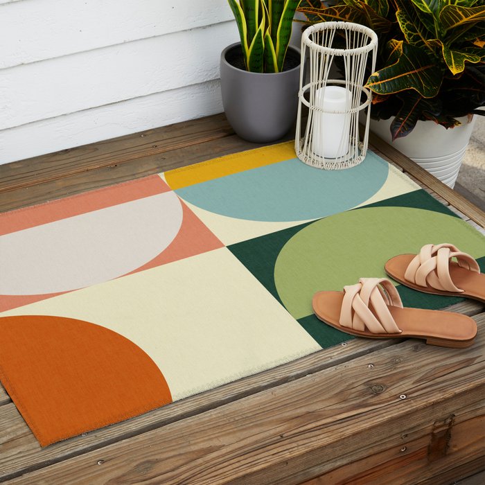 Abstract geometry checker 2 Outdoor Rug Gallery Image 2