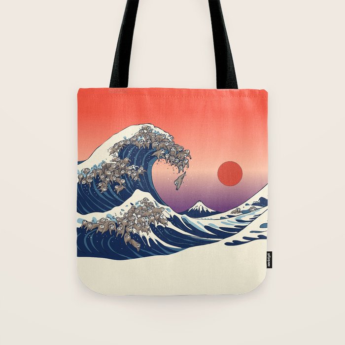 The Great Wave of Sloth Tote Bag Gallery Image 1
