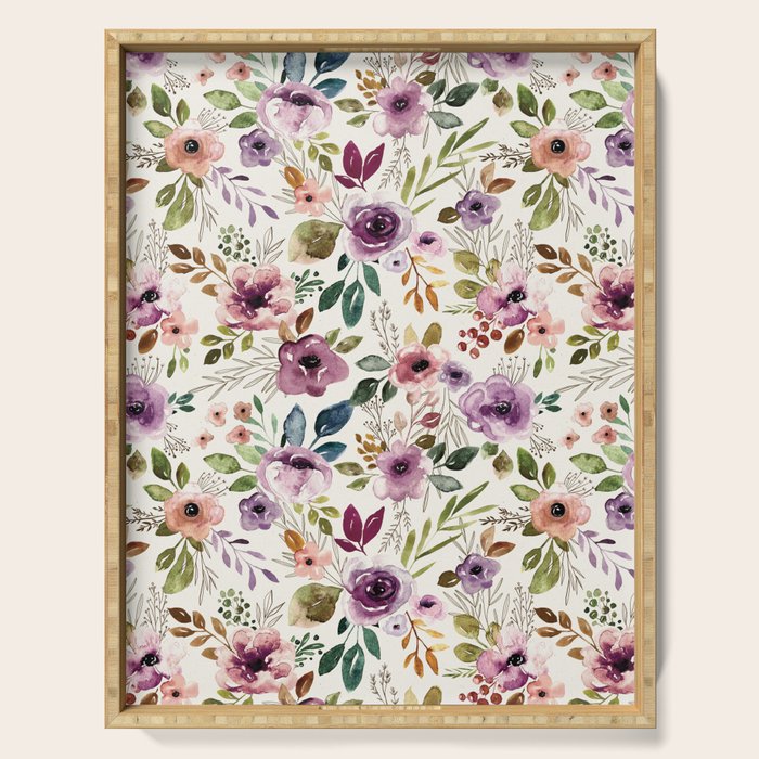 Autumn Amethyst Floral Serving Tray Gallery Image 1