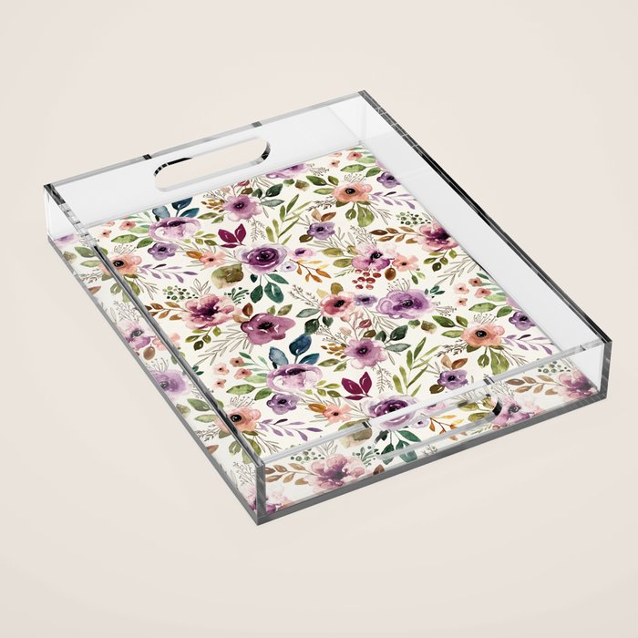 Autumn Amethyst Floral Acrylic Tray Gallery Image 1