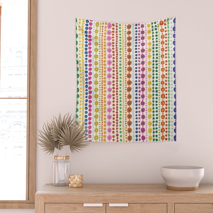 Colorful Hand Drawn Dots Wall Tapestry Gallery Image 2