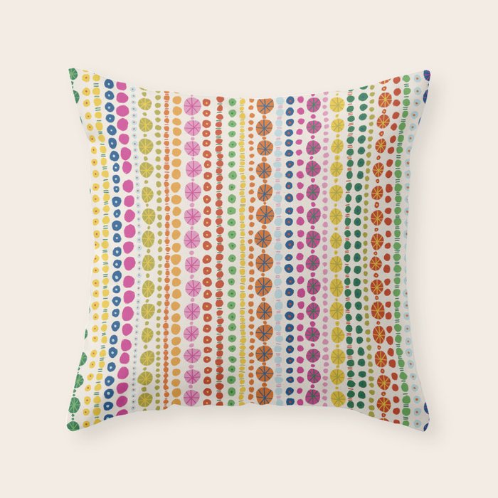 Colorful Hand Drawn Dots Throw Pillow Gallery Image 1
