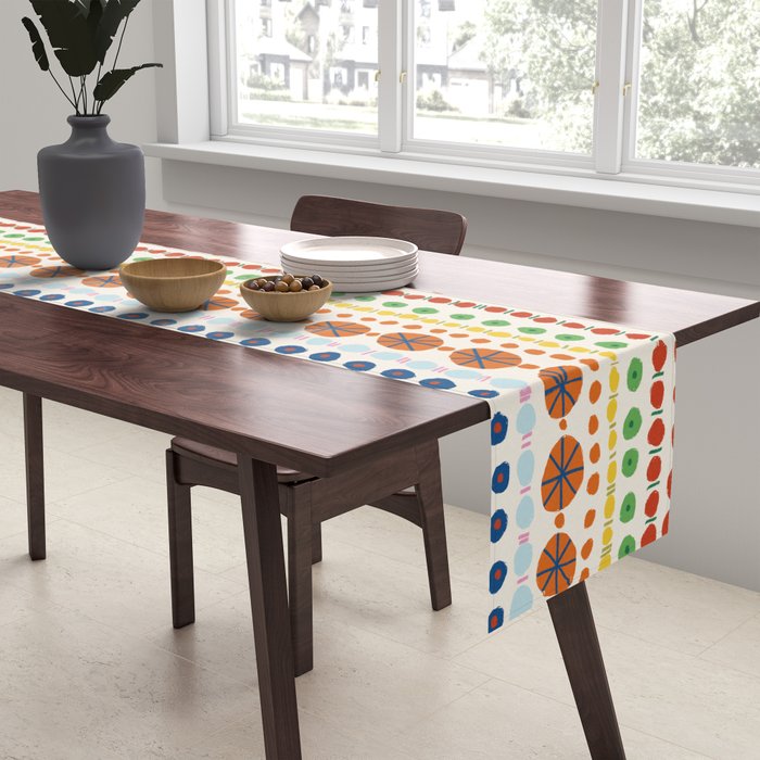 Colorful Hand Drawn Dots Table Runner Gallery Image 2