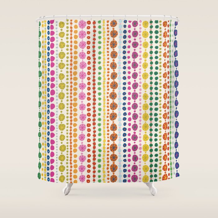 Colorful Hand Drawn Dots Shower Curtain Gallery Image 1