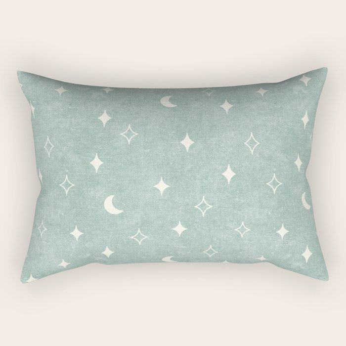 moon and stars - surf blue Rectangular Pillow Gallery Image 2