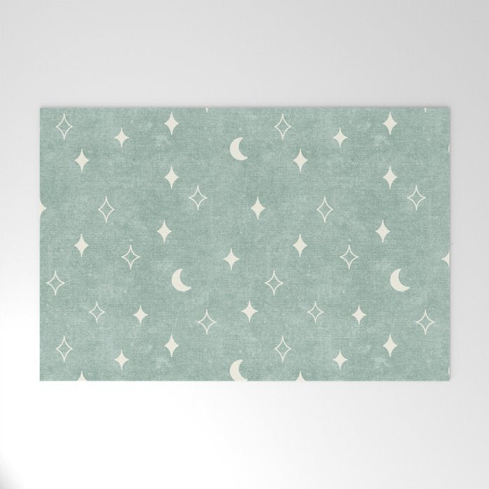 moon and stars - surf blue Welcome Mat Gallery Image 1
