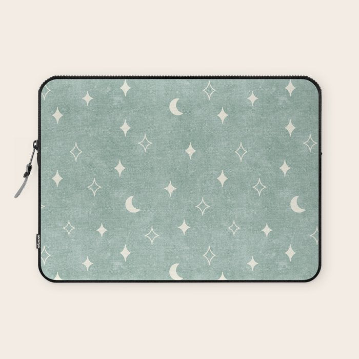 moon and stars - surf blue Laptop Sleeve Gallery Image 1