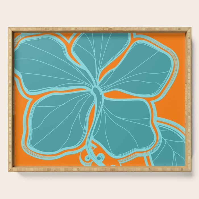 Kailua Hibiscus Hawaiian Engineered Floral Serving Tray Gallery Image 1