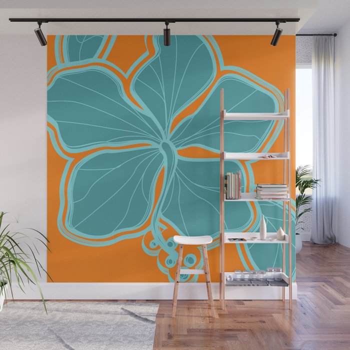 Kailua Hibiscus Hawaiian Engineered Floral Wall Mural Gallery Image 1