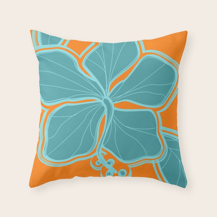 Kailua Hibiscus Hawaiian Engineered Floral Throw Pillow Gallery Image 1