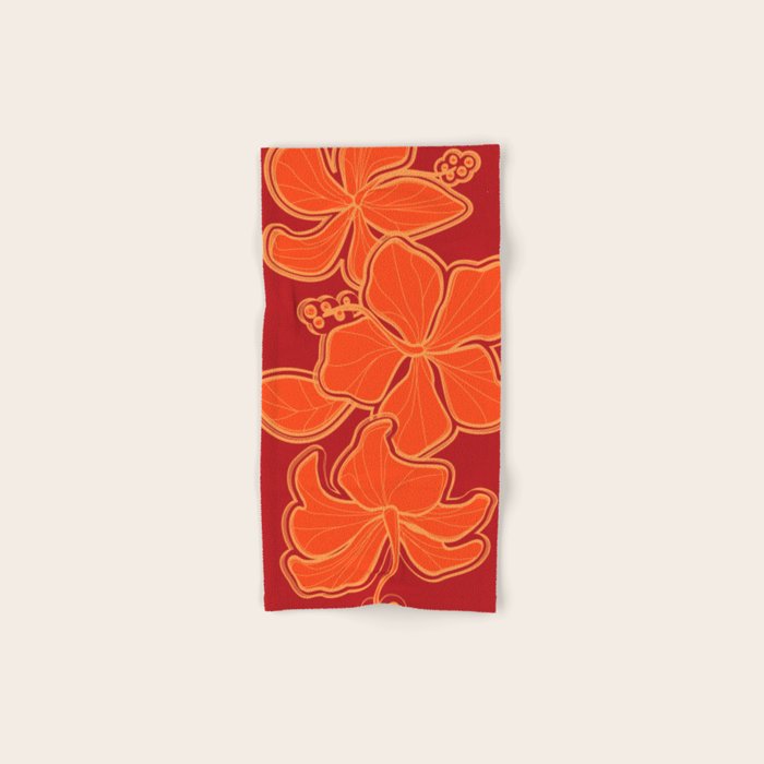 Kailua Hibiscus Hawaiian Sketchy Floral Design Bath Towel Gallery Image 1