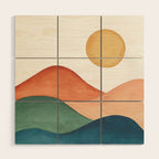 Colorful Abstract Mountains Wood Wall Art Gallery Image 1