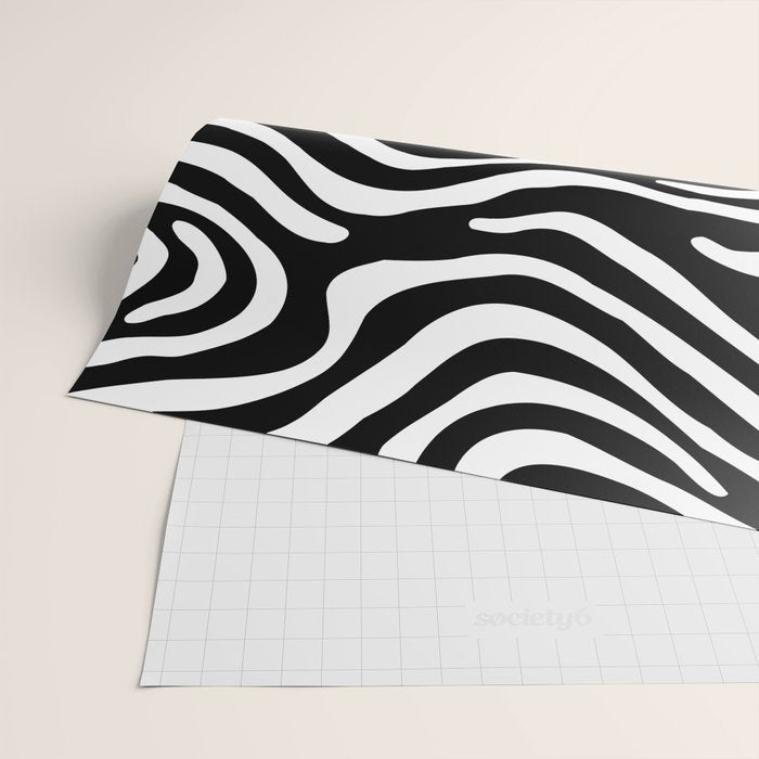 Abstract black and white stripe line pattern Wrapping Paper Gallery Image 2