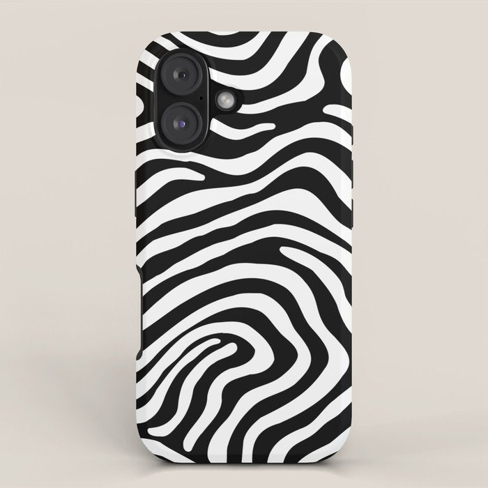 Abstract black and white stripe line pattern iPhone Case Gallery Image 1