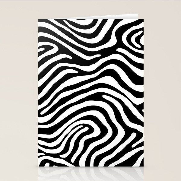 Abstract black and white stripe line pattern Stationery Card Gallery Image 1