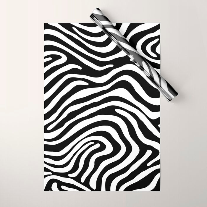 Abstract black and white stripe line pattern Wrapping Paper Gallery Image 1