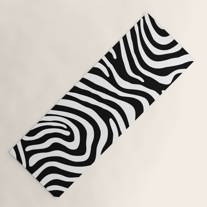 Abstract black and white stripe line pattern Yoga Mat Gallery Image 1