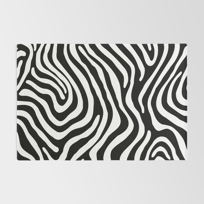 Abstract black and white stripe line pattern Rug Gallery Image 2
